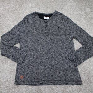 Kangol Henley Shirt Mens Medium Gray Rayon/Poly Lightweight Long Sleeve Pullover